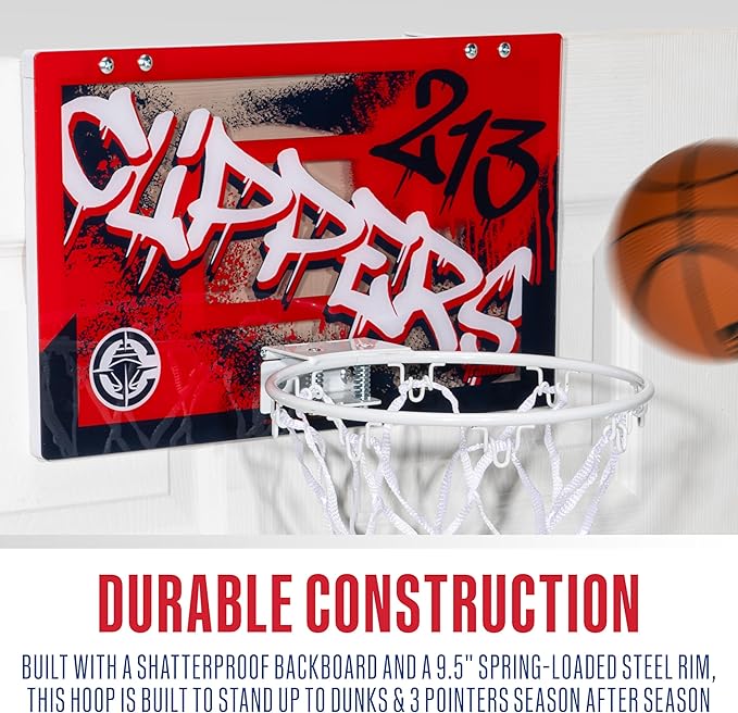 Franklin Sports NBA Team Over the Door Basketball Hoops - Kids Indoor Mini Basketball Hoop + Ball Set - NBA Fan Mini Hoops