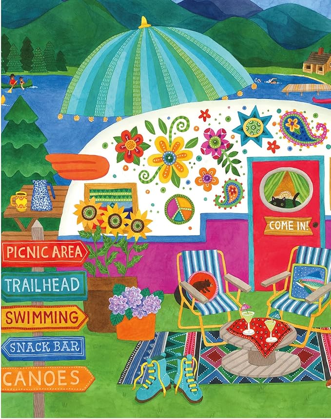 Ceaco - 5 in 1 Multipack - Happy Camper - (2) 300 Piece, (2) 500 Piece, (1) 750 Piece Jigsaw Puzzles