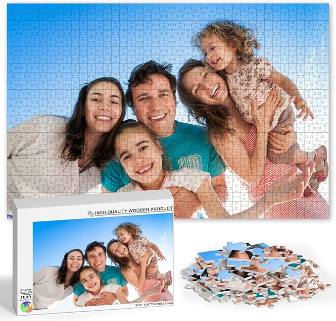 Custom Puzzle from Photos 1000 Pieces,Personalized Jigsaw Puzzle for Adult Kids, Make Your Own Photo Puzzle from Picture, Christmas Anniversary Wedding Gift for Women Men GF BF(29.5*19.5In Horizontal)