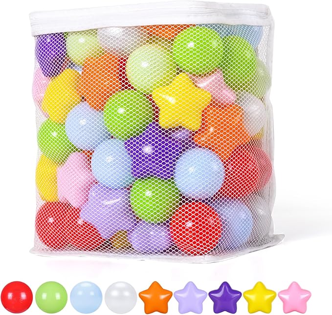 Realhaha Ball Pit Balls 50 100 200 500, Star Shapes for Babies Kids Playpen Plastic Balls for Babies Ball Pool Puppy Playballs
