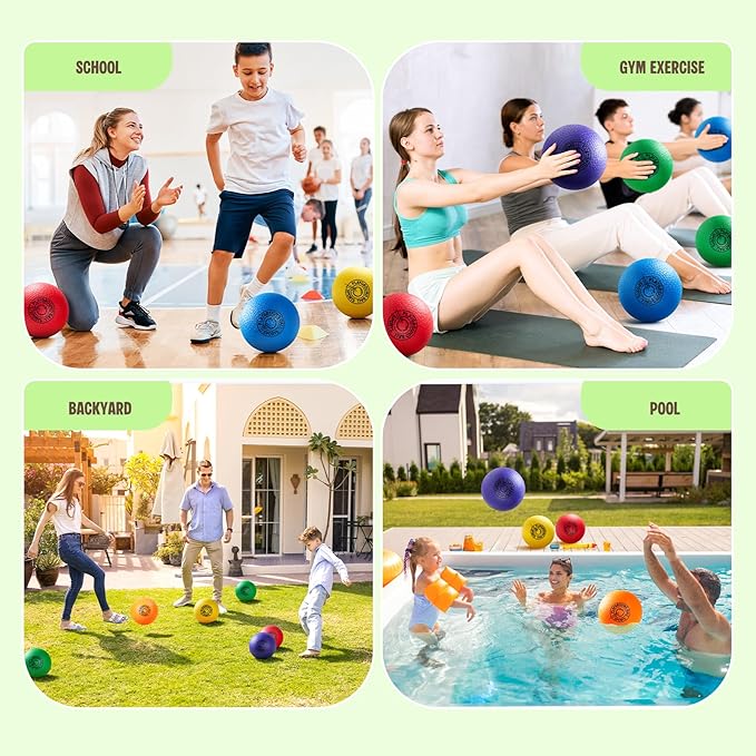 EVERICH TOY Playground Balls Kickball, 6 or 12 Pack 8.5" Soft Dodgeballs Bouncy Rubber Kick Balls for Kids Adults Outdoor Indoor, 4 Square Ball School Yard Games for Boys Girls 3-5 5-8 8-12 with Pump