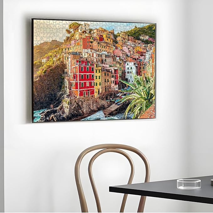 1000 Piece Jigsaw Puzzles for Adults Teens Kids - Fine Art Challenging, Cinque Terre 1000Pcs Puzzle, Family Game Gift, Size 27"x20"