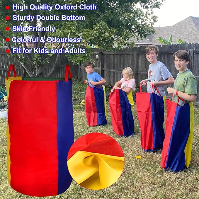 CWLAKON Outdoor Games, Potato Sack Race Bags for Kids Adult, Egg Spoon Relay Race, 3 Legged Race Sport Fan Game Day, Birthday Party Field Family Reunion Carnival Outside Yard Lawn Easter Fall Festival