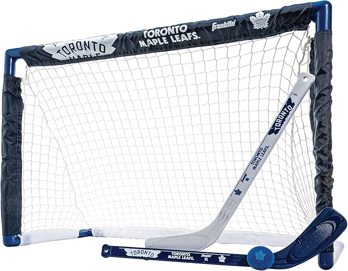 Franklin Sports NHL Mini Hockey Set - Kids Indoor Knee Hockey Goal, Ball, + 2 Stick Combo - Youth Team Indoor Toy Set - Official - Ages 3+