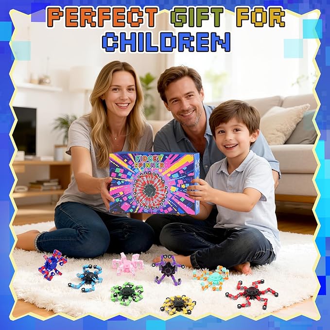 Easter Basket Stuffers for Boys,24PCS Transformable Fidget Spinners,Easter Fidget Party Favors,Easter Egg fillers Sensory Bulk Robot Fidget Stress Relief Toys for Kids Boys Girls 8-12