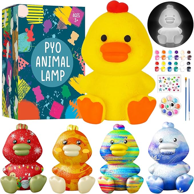 Goody King Paint Your Own Duck Lamp Kit, Easter Basket Stuffers, DIY Duck Night Light, Arts & Crafts for Kids Ages 8-12, Painting Kit for Kids, Easter Birthday Gifts for Kids Ages 3 4 5 6 7 8+