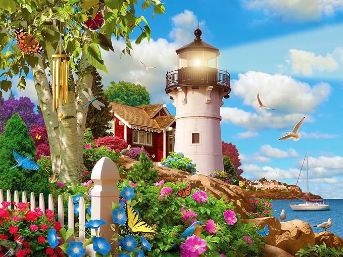 Springbok's Coastal Illumination 500 Piece Jigsaw Puzzle for Adults Features an Idealic Costal Retreat - Made in The USA