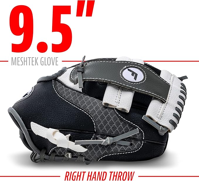 Franklin Sports Kids Baseball Glove + Foam Ball Sets - Meshtek Youth Teeball Gloves for Kids + Toddlers - Left + Right Hand Throw - 9.5" Inch