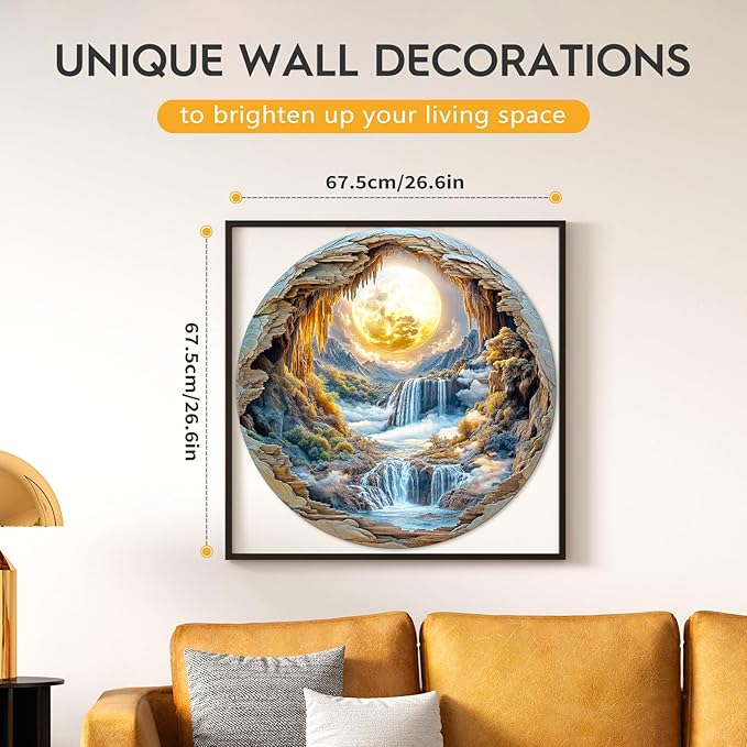 Masseruon 1000 Piece Puzzle for Adults, 26.6 * 26.6in Moonlit River Puzzle for Adults, 1000 Pieces Flat Puzzles with 3D Visual Effect When Completed, Puzzles Gift for Women Men