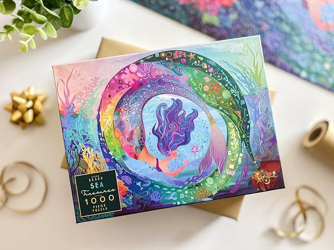 Elena Essex Puzzles for Adults 1000 Pieces - Sea Treasures, 1000 Piece Puzzle for Adults, Jigsaw Puzzles 1000 Pieces, Ocean Mermaid Sea Marine Underwater Puzzle, Size 28x20 inches