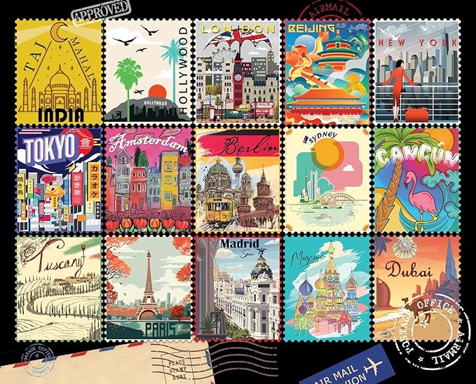 Springbok Stamps of The World 1000 Piece Jigsaw Puzzle for Adults - Travel Collage - Unique Cut Pieces - Made in USA