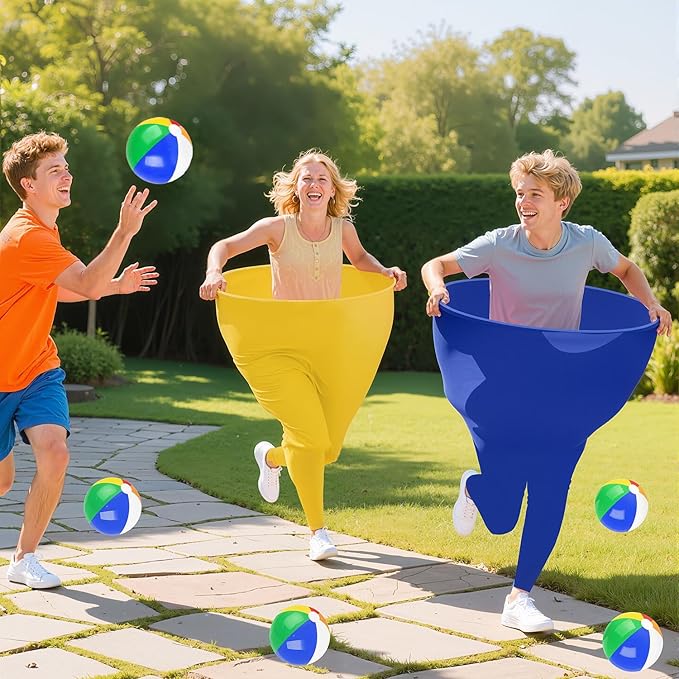 Granny Pants Outdoor Games for Adults and Family with 8 Bouncy Balls and 1 Air Pump (Random Colors) 2 Pack Color Mixing Oversize Granny Pant Yard Game Giant Pants Games for Outdoor Game