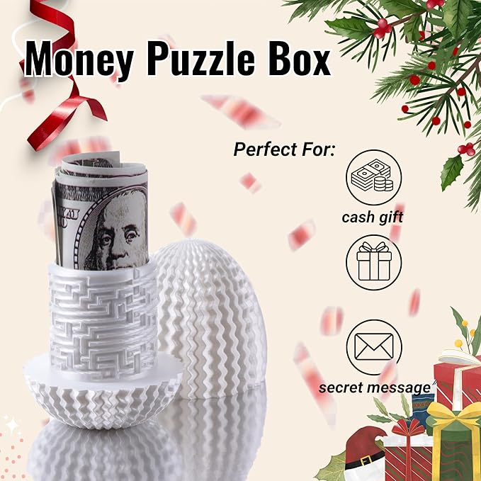 Maze Egg Money Puzzle Gift Box: Available in 4 Unique Internal Designs - Secret Cash Holder & Surprise Gift Container for Easter, Birthday, Wedding - Fun Brain Teaser Toy for Kids & Adults