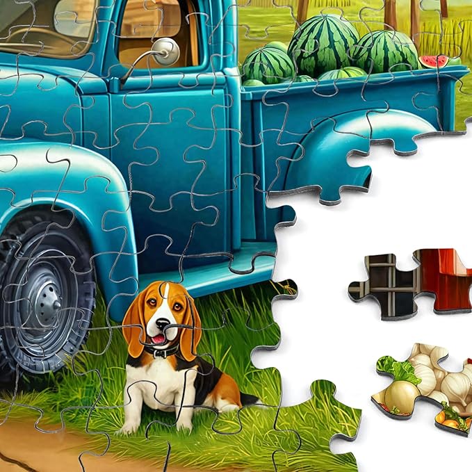 Rocorose 1000 Pieces Puzzle for Adults Country Store Challenging Fruit and Vegetable Truck Autumn Jigsaw Puzzle Perfect for Family Game, Every Piece is Unique