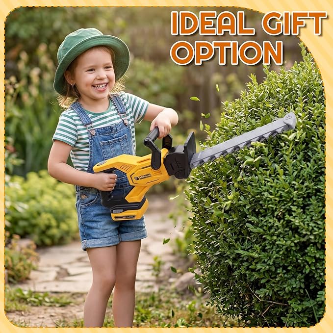 3 Pcs Toy Gardening Tool Set for Kids Toy Leaf Blower Chainsaw Hedge Trimmer Play Set with Lights and Sounds Birthday Gifts for Christmas Boys Girls
