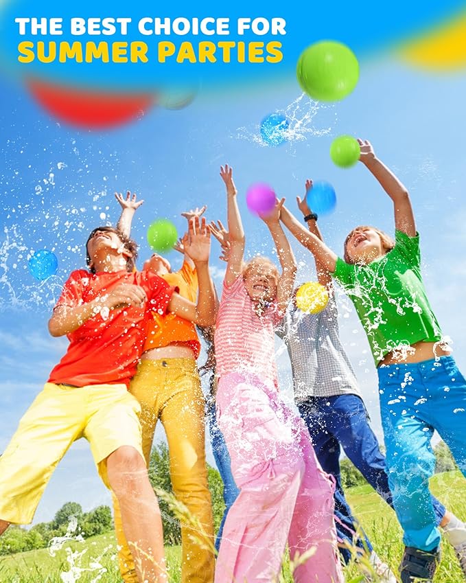 Tlitlimom Reusable Water balloons, Summer Toy Water Toy for Boys and Girls, Pool Beach Toys for Kids ages 3-12, Outdoor Activities Water Toys Self Sealing Water Splash Ball for Fun (24Pack)