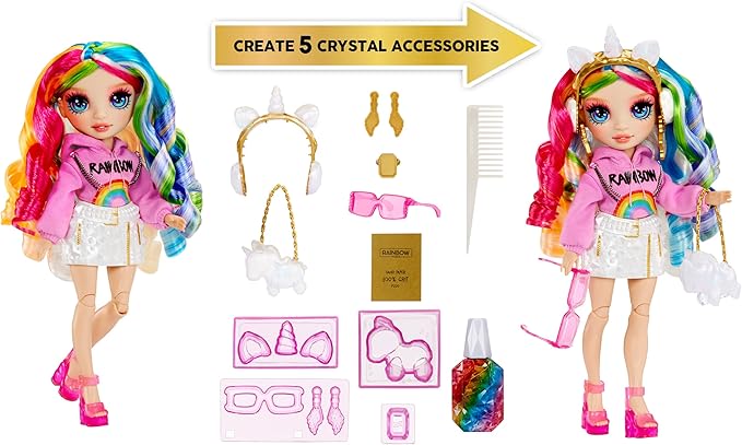 Rainbow High Creative Crystals Amaya - Rainbow 11” Fashion Doll with Crystal Accessory Make It Kit, Ring for You, DIY, Crafts, Resin Play, Kids Gift 8+