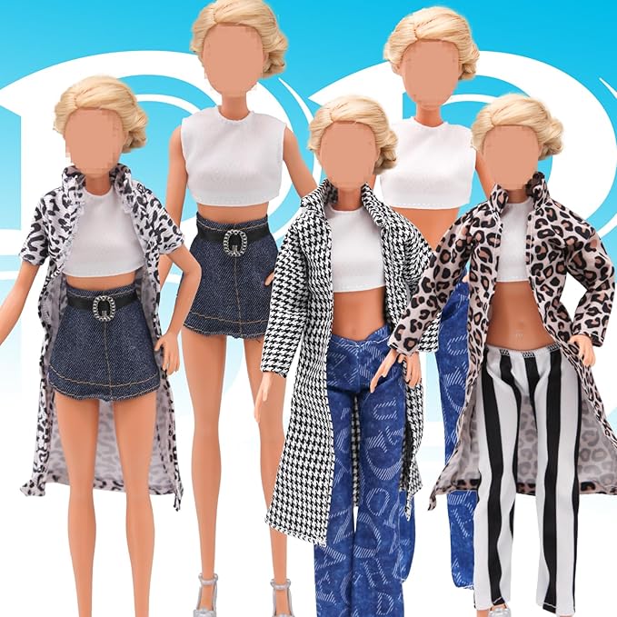 EuTengHao Winter Doll Clothing Set for 11.5 Inch Girl Dolls Includes Winter Fur Coat Nightwear Bathrobe Hat Dress Jacket Jeans Fashion Outfit for 30cm Girl Doll Girls Gift