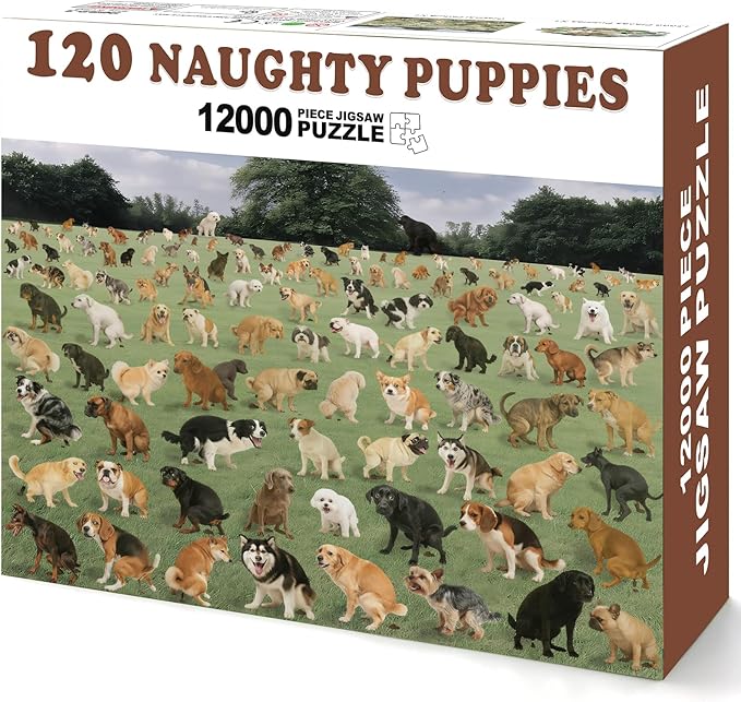 Prank Gift Box, Naughty Puppies Theme, Wrap The Actual Gifts with a Prank Empty Gag Box, Funny Christmas Gag Presents Ideas for Dad Men Boyfriend (Pack of 1)