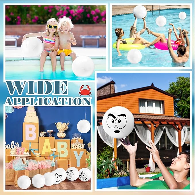 Junkin 20 Pieces 15 Inch Solid White Beach Balls Bulk Inflatable Beach Ball Swimming Pool Party Balls Game Toy for Summer, Pool and Party Favor