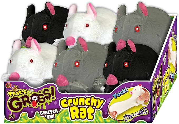 JA-RU Gross Crunchy Rat Toy (Pack of 3) Stretchy, Squishy & Yucky Mouse Toy. Halloween Scary Toy for Kids. Party Favor. Fake Bug, Prank Toy, Gag Gift, Halloween Party, Crunchy, Textured. 2492-3