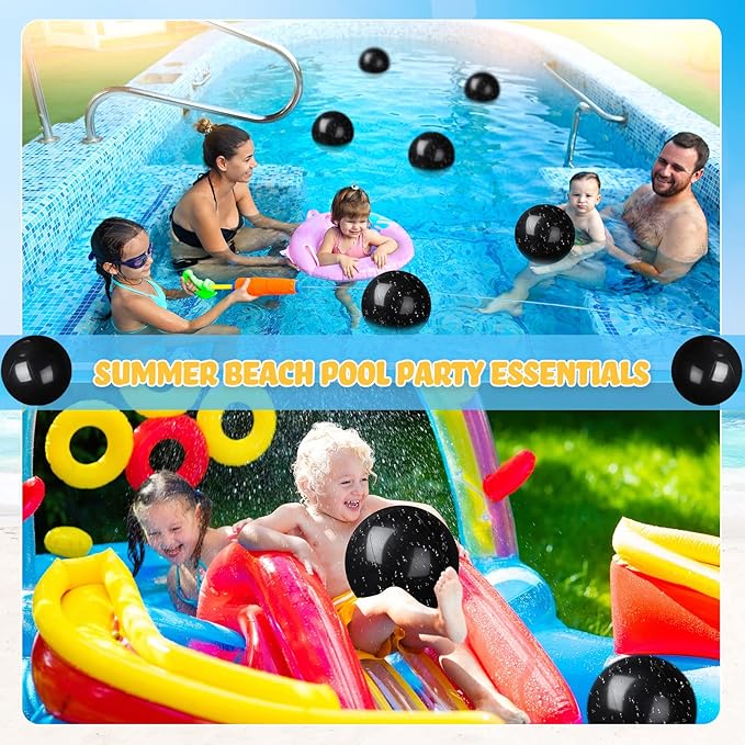 Raiten 12 Pcs Beach Ball Inflatable Beach Balls Large Inflatable Ball Floating Ball for Swimming Pool Party Favors Outdoor Activities Summer Birthday Party Supplies (Black,12 Inch)