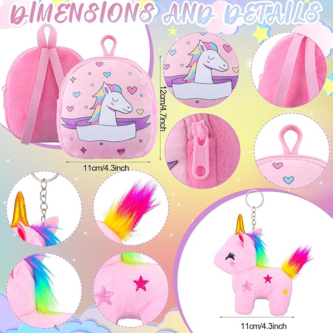 Wettarn 18 Inch Doll Carrier Set with Clothes and Accessories Including Doll Travel Bag, Dress, Shoes, Sunglasses, Backpack and Unicorn for Unicorn Birthday Gift(Pink)