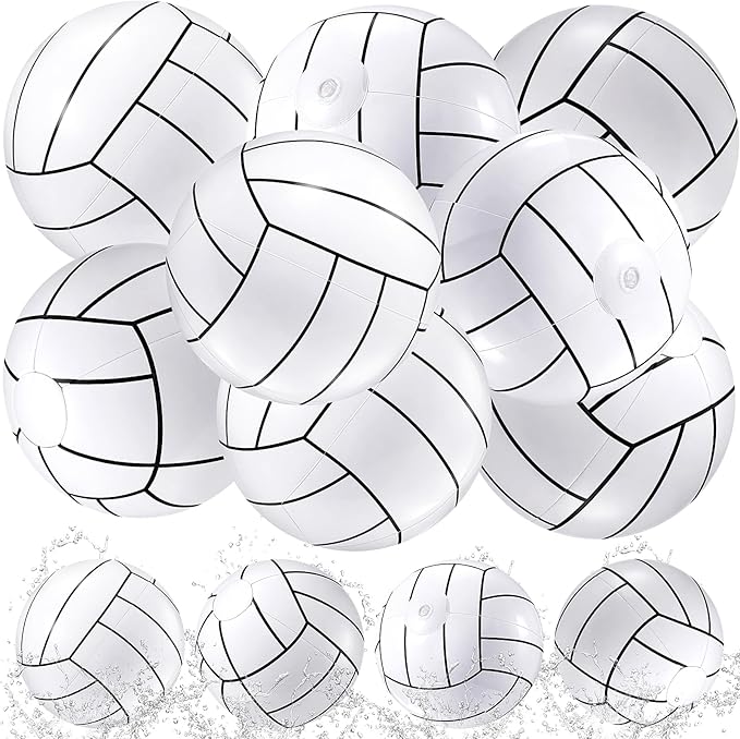 Sosation 8 Pcs Inflatable Sports Balls 16 Inch Inflatable Beach Ball Blow up Sports Party Decorations Swimming Pool Summer Pool Toys for Indoor Outdoor Beach (Volleyball)