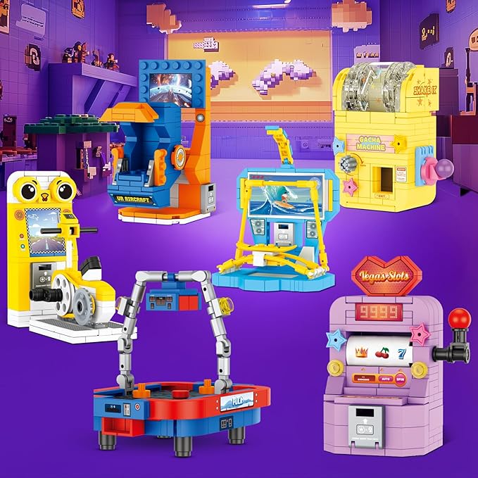 JMBricklayer Funny Game Party Favors Building Set 20127, 6 Mini Game Console Collectible Model, Micro Blocks Sets Toys Party Supplies Gifts, Goodie Bags, Birthday, Christmas