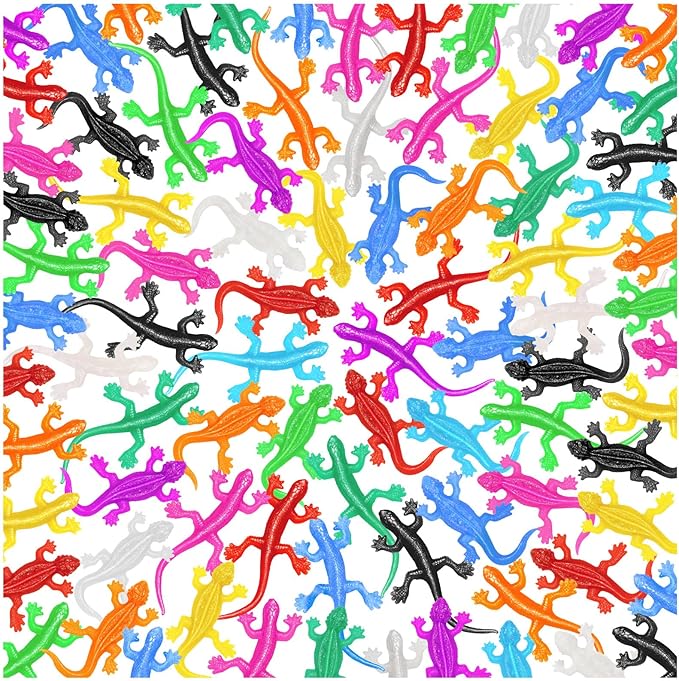 120Pcs Stretchy Lizard, 12 Colors Goodie Bag Stuffers for Halloween Party, Lizard Toys for Kids Rubber Lizards Toys for Parody Filler
