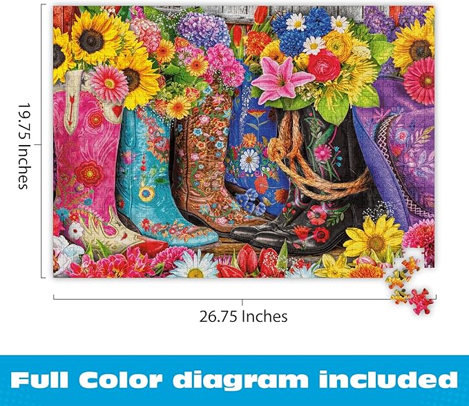 Buffalo Games - Cowgirl Colors - Lars Stewart - 1000 Piece Jigsaw Puzzle for Adults, Vibrant Floral Western Art, Challenging Puzzle for Game Nights, Finished Size 26.75 x 19.75, Made in the USA