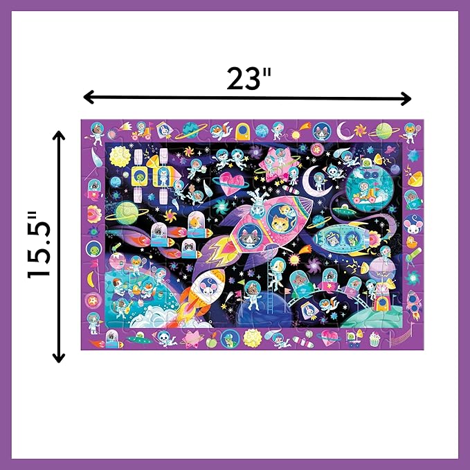 Mudpuppy Cosmic Dreams – 64 Piece Search & Find Jigsaw Puzzle Featuring Cats in A Whimsical Outer Space Wonderland and Over 40 Hidden Images to Find