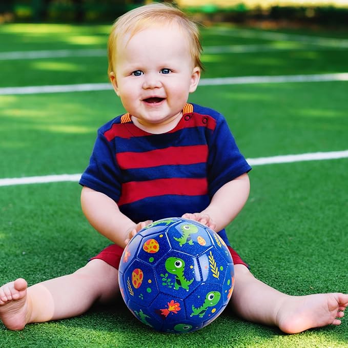 U&C Planet Soccer Ball Size 2 Size 3 Size 4 for Toddler Kids with Pump Deflated, Cartoon Unicorn Dinosaur Soccer Ball Toy for Girls Boys 1-3 2-8 6-12