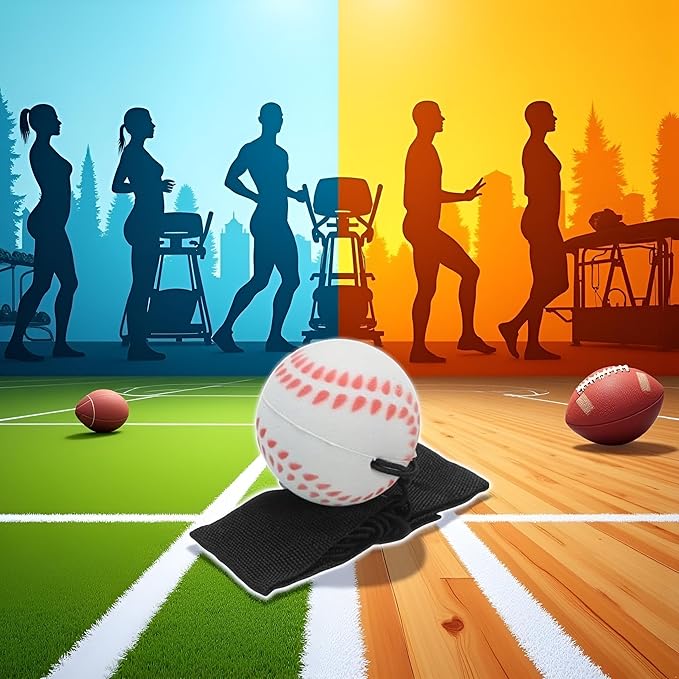 White Baseball Wrist Ball Wristband Sports Balls on a String Includes Basketball, Baseball and Football Return Rubber Rebound Ball for Party Favor, Exercise or Play Sports (1.9 inches)