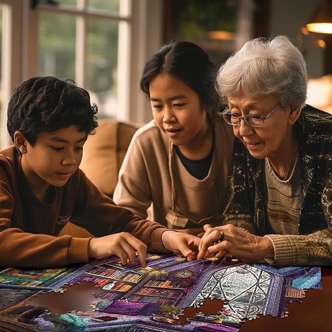 White Mountain 1000 Piece Jigsaw Puzzle Cozy Library Corner Puzzles with Large Pieces for Adults and Family 24"x30" - Book Nook