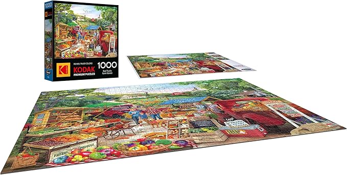 RoseArt - Kodak Premium - Red Trucks Farm Market - 1000 Piece Jigsaw Puzzle for Adults
