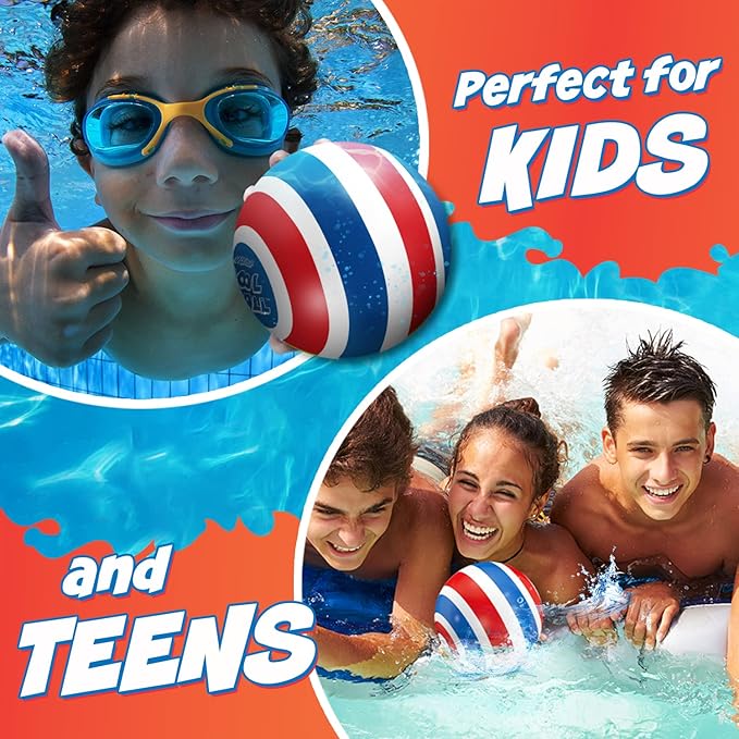 Activ Life Ultimate Pool Ball - Water-Fillable Underwater Ball - Passing, Dribbling & Diving - Fun Swimming Pool Toys for Kids & Adults - Summer Gifts & Beach Games for Family - Blue/Red, 6"