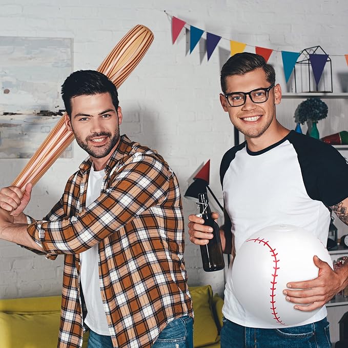 9 Pcs Inflatable Baseball Bat Blow up Baseball Ball 29.5 Inch Sports Themed Inflatable Bat Blow up Party Favors Summer Beach Toys for Birthday Carnival