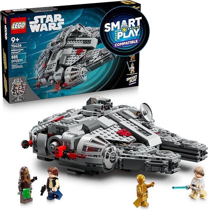 LEGO Star Wars SMART Play: Millennium Falcon Starship Building Toy for Kids - Compatible Set with 4 SMART Tags and 4 Minifigures - Gift for Boys, Girls and Fans Ages 9+ - 75426