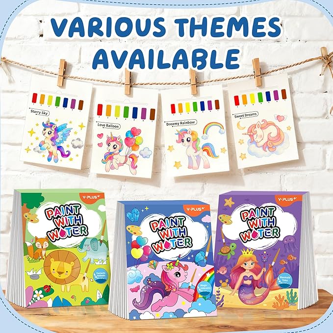 YPLUS Paint with Water Books for Toddlers, Art Craft Toys Watercolor Painting Paper, Gift for Kids Ages 1-3, 2-4, 4-6, Drawing with Brush - Unicorn