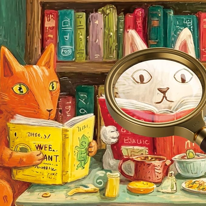 1000 Piece Puzzle for Adults, Challenging Cozy Nook Bookshelf Cat Jigsaw Puzzles, Premium Matte Finish, 27.56 x 19.68 Inches, Perfect for Game Nights