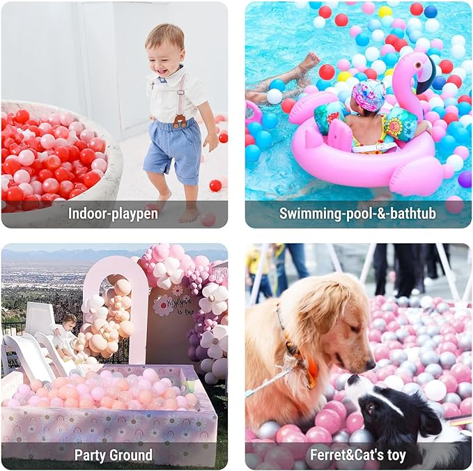 STARBOLO Star Ball Pit Balls for Toddlers- 200 Pieces Bulk Pack Crush Proof Plastic Toy Balls for Toddler Ball Pits, Ballpit Play Tent, Baby Pool Water Toys, Christmas Party Decoration, Photo Props