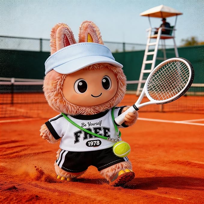 Sports-Themed Tennis Outfit 4 piece Set,is Suitable for a 17cm Dolls, Dolls Clothing Accessories ( No Doll )