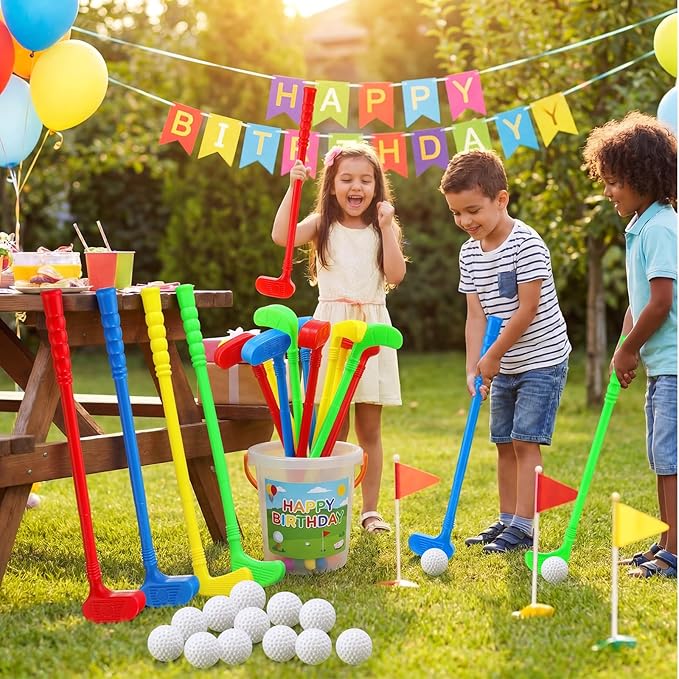 24 Pcs Plastic Mini Golf Clubs for Toddlers, Kids Golf Clubs Toy Set, Toy Balls for Kids Toddlers Outdoor Indoor Lawn Sports for Boys Girls(Elegant)