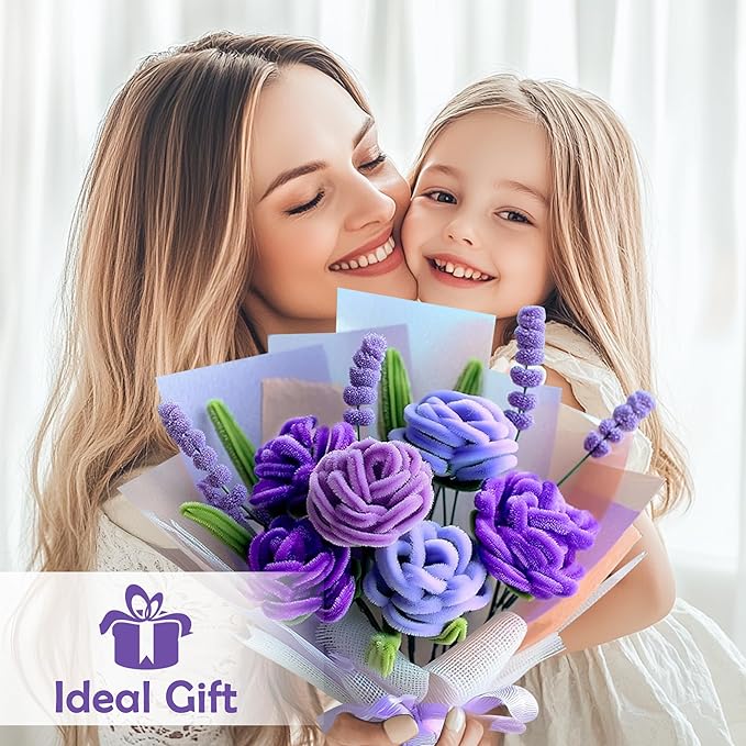 500 Pcs Pipe Cleaners Craft Kit for Flower Making, Complete DIY Bouquet Set with Chenille Stems, Craft Wire, Stamen, Tape, Ribbon & More, Perfect for Arts, Handmade Gifts & Decorations