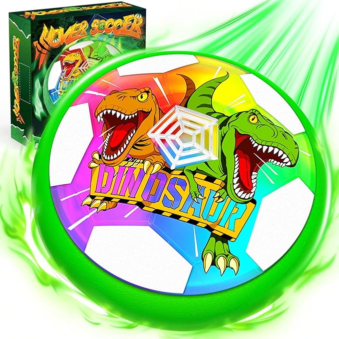 Dinosaur Toys for Boys Glowing Hover Soccer Ball,Light Up Hover Ball for 3 4 5 6 7 8 9 10 11 12 year old Boy,Indoor Outdoor Kids Toys,Air Floating Soccer Toy,Fun Christmas Birthday Gift for Boy 3–12