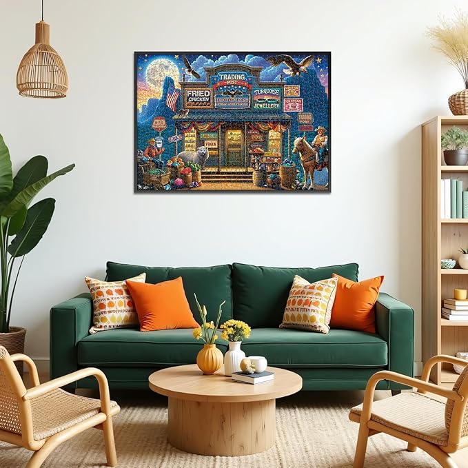 Rocorose Jigsaw Puzzle 1000 Pieces for Adults, Trading Post Puzzle Challenging Game Nights for Family Party Holiday Jigsaw Puzzle Home Decor