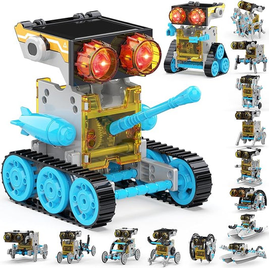 Wesfuner 30-in-1 Solar Robot Kit - 243 Pieces, STEM Educational Building Set for Kids Aged 8-12, Science Experiment Gift for Birthdays (Blue)