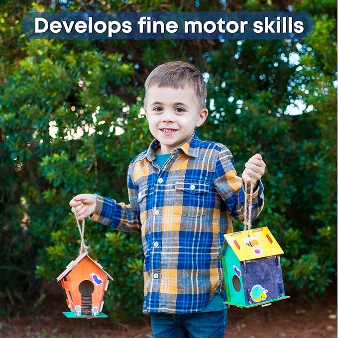 9 DIY Bird House Kits For Children to Build - Wood Birdhouse For Kids to Paint - Unfinished Bird Houses for Kids - Wood Craft Project Kits - Spring Crafts for Girls & Boys, Classroom & Spring Activity
