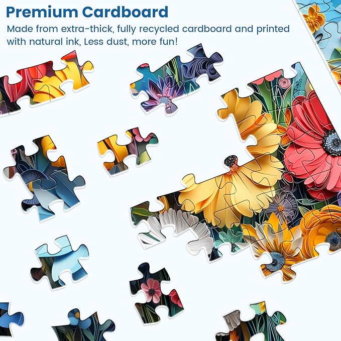 300 Pieces Puzzle for Adults | Colorful Flower Large Piece Puzzle | Recycled Cardboard Puzzles 300 Pieces | Challenging Game Home Decor Birthday Party Gift Toy for Adults Kids Seniors 20.5 * 15 inch